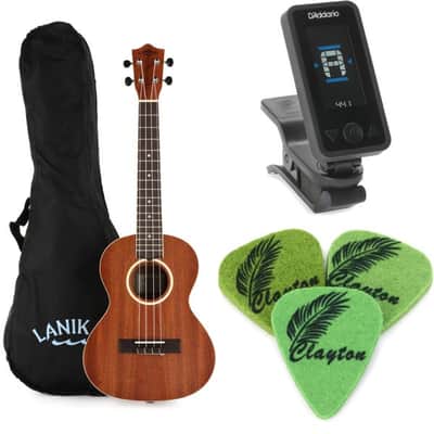 Lanikai LU Series Tenor Ukulele Essentials Bundle with Gig Bag Tuner Felt Picks and Ukulele Chord Chart image 3