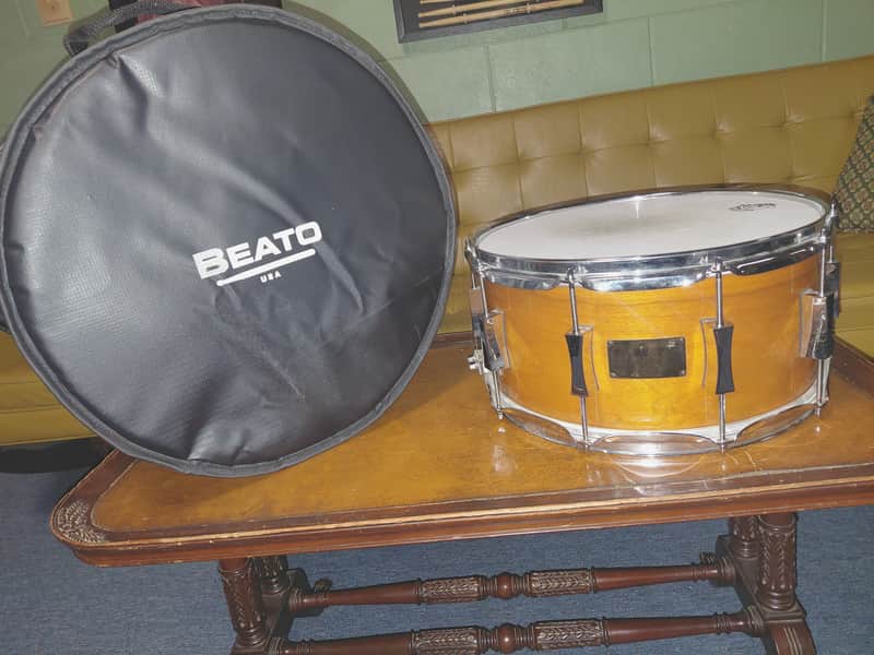 Pork Pie 7" X 14" Cherry/Bubinga Snare Drum with Beato Pro 1 Snare Bag image 1