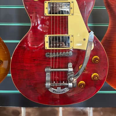 Epiphone Les Paul w/ Bigsby Transparent Red 1997 Electric Guitar image 2