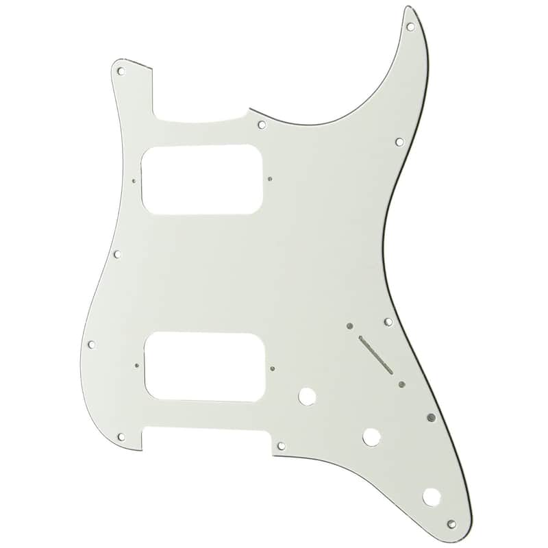 11 Holes Round Corner HH Strat Pickguard 2 Humbuckers for American/Mexican Fender Standard Stratocaster Electric Guitar, 3Ply Aged White image 1