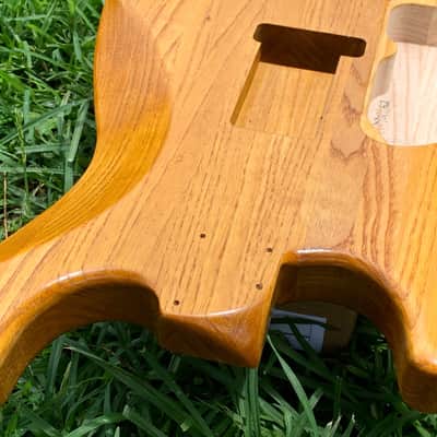 Light Back Routed Swamp Ash 1" Wood Strips Strat (Woodtech, USA) in Golden Amber Truoil Finish image 8