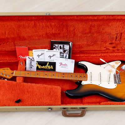 1997 Fender American Vintage '57 Stratocaster Sunburst w/ Hangtags, Tweed Case image 24