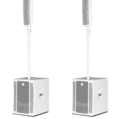 2x RCF EVOX 12 White Portable Active 2-Way Column Array DJ System 1400 Watts image 1
