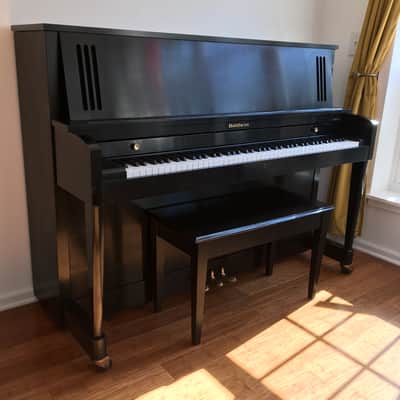1994 Vintage Made in USA Baldwin 243HP Ebony Black Lacquer Acoustic Upright Studio Piano + Original Bench Key image 7
