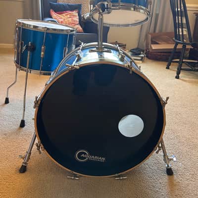1960s Ludwig Downbeat Blue sparkle Drum Set 20x14" 12x8" 15x12" Converted Concert Tom image 2