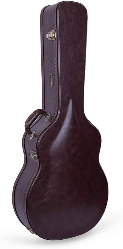 Crossrock Hard-Shell Wooden Case-Fits Super Jumbo Fret Acoustic Guitars-Stainless Steel Latches, Sponge Lining, Metal Feet, Storage Space-Vintage Brown image 1