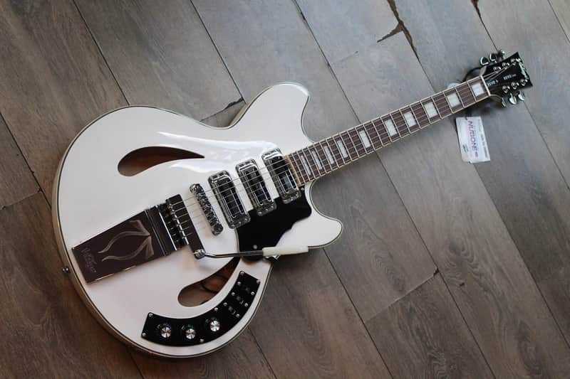 VINTAGE REVO Series 'Custom Supreme' Semi-Acoustic,Arctic White, 3, 82 KG image 1