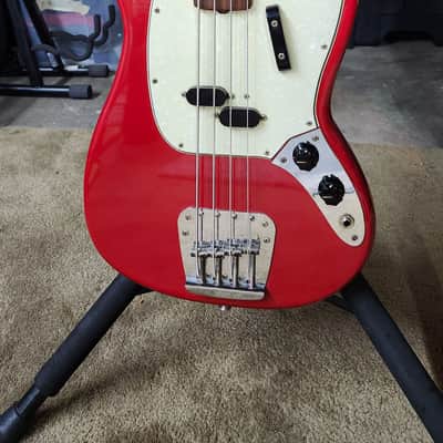 1966 Fender Mustang Bass- Dakota Red, good condition, w/ case image 4