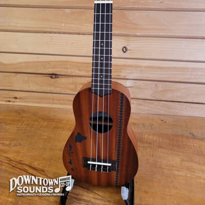 Kala 15S-H2 Satin Mahogany Soprano Ukulele with Hawaiian Islands & Tattoo Graphic image 2