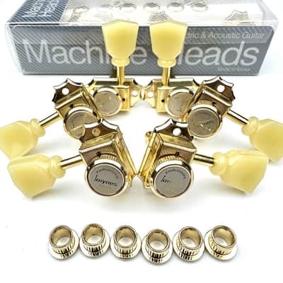 Kaynes 3x3 Guitar Lock String Tuning Pegs – Gold Vintage Deluxe Style Locking Tuners Keys Machine Heads Tuners for Les Paul LP SG Style Electric or Acoustic Guitar (Golden) image 1