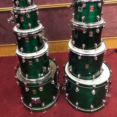 Premier Genista 1990's 9 pc drum kit Green Stain (Terraverdi Green) image 2