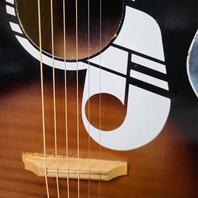 1960's Old Kraftsman by Kay Musical Note Faux Tiger Stripe Parlor Student Guitar Pro Setup New Strings Newer Gigbag image 4