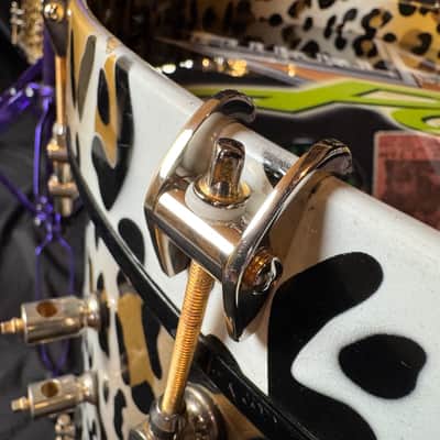 Rikkie Rockett's Poison, Innovation Drums 2000-2002 Tour Maple Kit, 7 Piece Set, Gladstone Style Snare Custom Cheetah Airbrush Finish. Signed! image 19