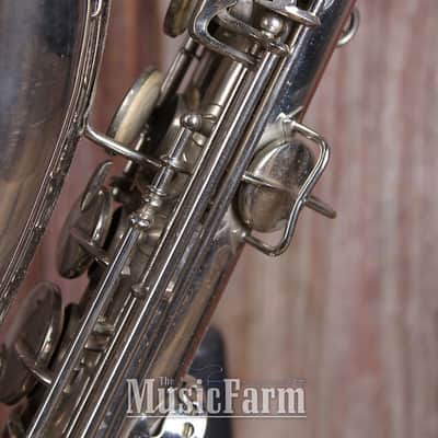 H N White King Vintage 1920s C Melody Saxophone Silver Made in the USA image 10