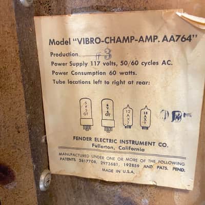 Fender Vibro Champ Tube Combo Guitar Amp No Logo Vintage Rare 8" Vibrochamp image 21