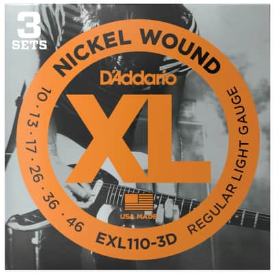 D'Addario EXL110-3D XL Nickel Wound Electric Guitar Strings, 10-46 Regular Light, 3-Pack image 1