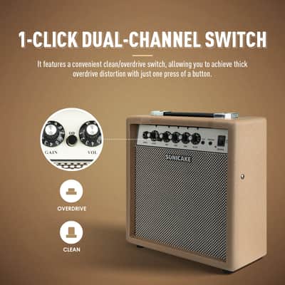 SONICAKE 15W Electric Guitar Amplifier, Portable Combo Amp with AUX Input Headphone Output, Dual-Channel and 3-Band EQ, All-in-one Speaker for Practice - Sprint QAM-15(Shipping from local US,UK,EU warehouse) image 3
