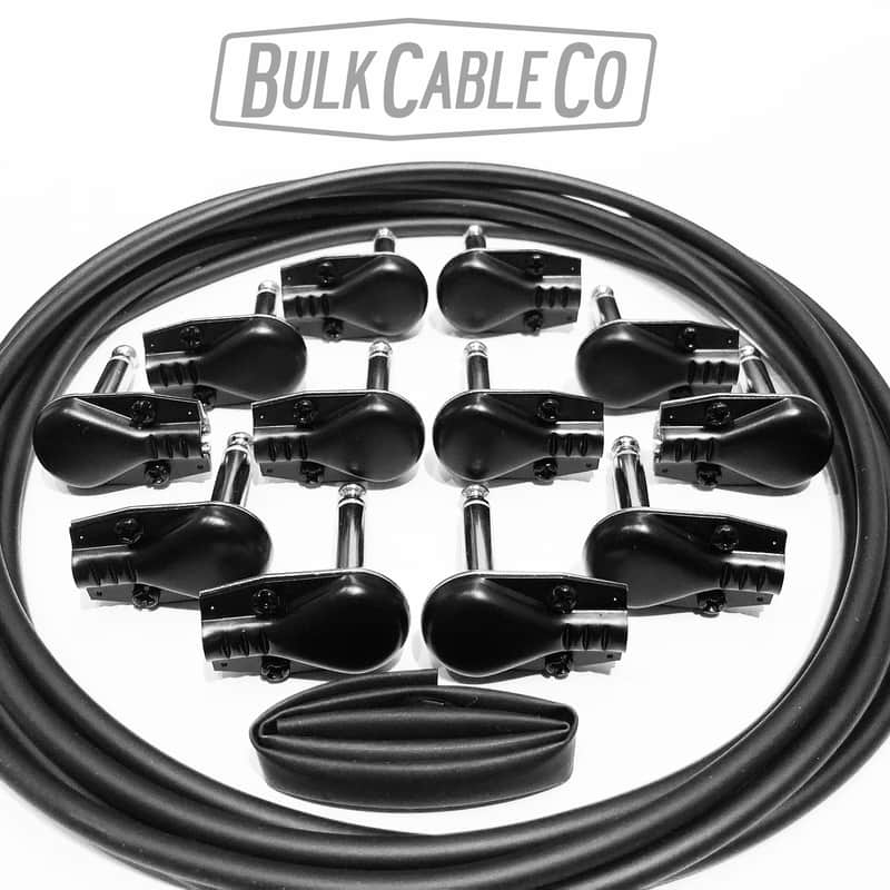 Patch Cable Kit - 6 FX Pedal Board Cables - Mogami 2319 - Pancake RA Connectors - Black Cover - DIY image 1