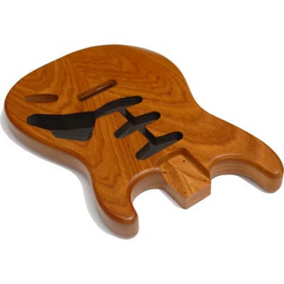 Amuic Strat Electric Guitar Body Vintage, 2Pcs SSS Roasted Swamp Ash Wood Body for ST Electric Guitar (Brown) image 5