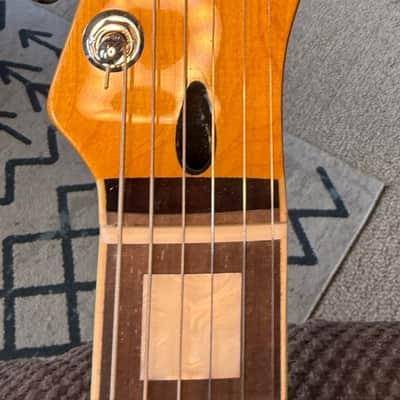 Custom Carved Top Semi Hollow 335 \ 339 \ 330 style with a Brazilian Flamed Purple heart wood top, Custom wound pickups - Roasted maple neck image 6