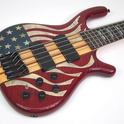 1976 USA Custom Made Electric Bass American Flag Model Red White & Blue Stars & Stripes Inlay wOHSC image 1