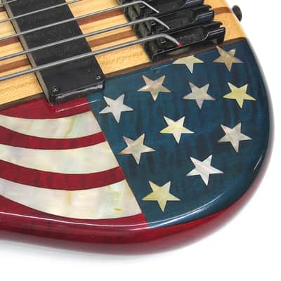 1976 USA Custom Made Electric Bass American Flag Model Red White & Blue Stars & Stripes Inlay wOHSC image 21