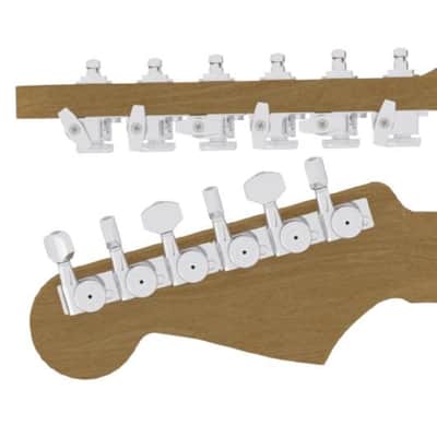 Hipshot Grip-Lock Vintage Staggered Closed Guitar Tuning Machines - CHROME