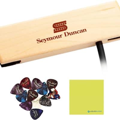 Seymour Duncan Woody Single Coil Pickups, Sound Hole Pickup Acoustic Guitar, Maple Color Bundle with 12x Fender Guitar Picks and Liquid Audio Instrument Polishing Cloth - 11500-30 Model image 1
