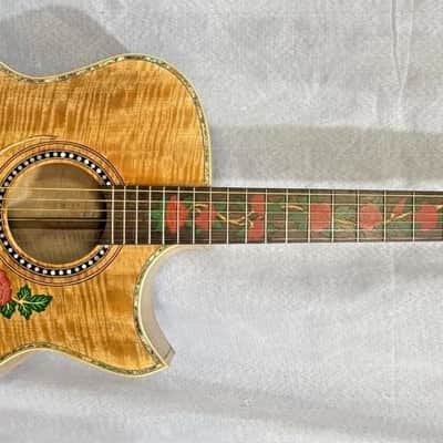 Blueberry Handmade Jumbo Size Acoustic Guitar Floral Motif - Mango Wood Body and Top image 1