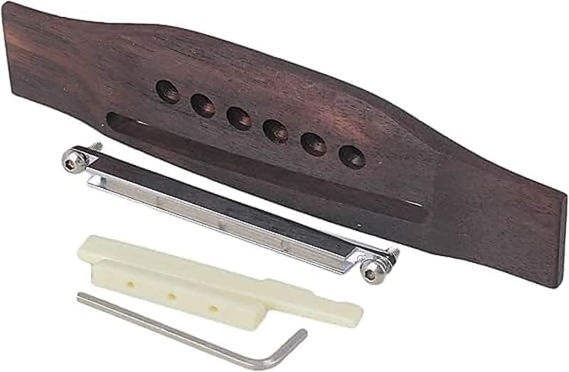 6 String Acoustic Guitar Rosewood Bridge & Saddle Nut & Adjustable Shaft Set image 1