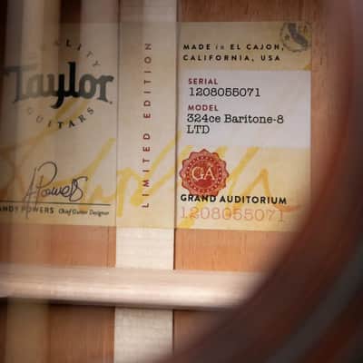 Taylor 324ce Baritone-8 LTD Grand Auditorium Acoustic/Electric Guitar with Hardshell Case - Demo image 11