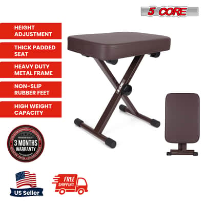 5 Core Keyboard Bench 3 Inch Padded Piano Stool Adjustable 20.5" Guitar Seat Heavy Duty Portable image 2