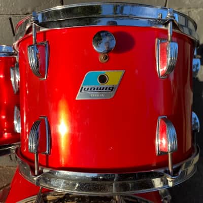 Huge Sounding Ludwig Blue & Olive Badge 6-Piece 1970’s Drum Set - Cherry Red image 11