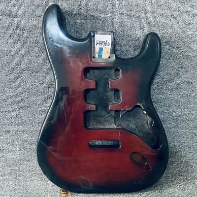 Red Flame Maple Top Strat Style Guitar Body, Project Grade image 1