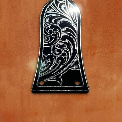 Truss Rod Cover for Epiphone Les Paul in Black with Silver Acrylic Mirror image 1