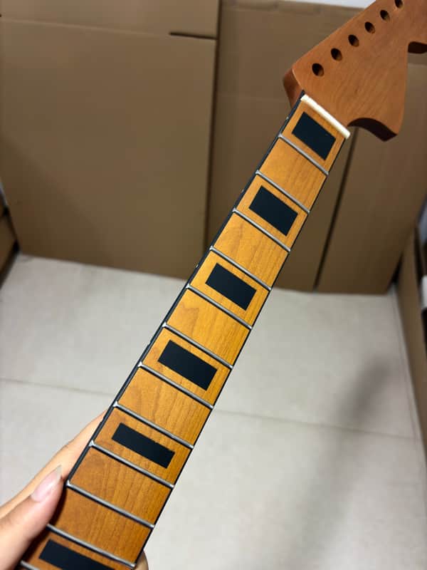 Satin Roasted Maple Guitar neck 22Fret 24inch short scale block inlay big head image 1