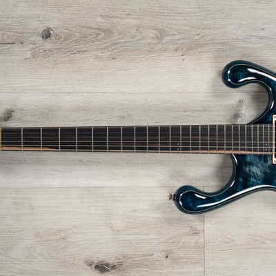 Fibenare Erotic Dalmat Blue Guitar, Ebony Fretboard, Poplar Burl, Tortoise Blue image 7