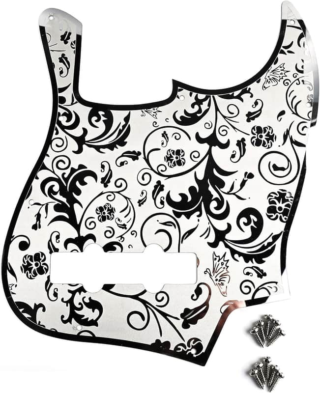 Jazz Bass Stainless Steel Engraved Pickguard (4 String) - Chrome image 1