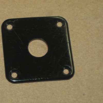 used (medium relic'd) genuine Gibson PRJP-010 Black Plastic Jack Plate for Les Paul (+ used nickel finish screws - but very clean gold finish screws available upon request) 1990s - 2020s (specifically from 1996) image 11