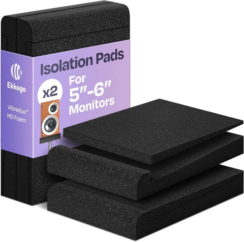 Studio Monitor Isolation Pads for 5-Inch Speakers – Premium Acoustic Foam Speaker Isolation Pads with High-Density Vibration Reduction for Studio Monitors, Bookshelf Speakers & Home Recording image 1