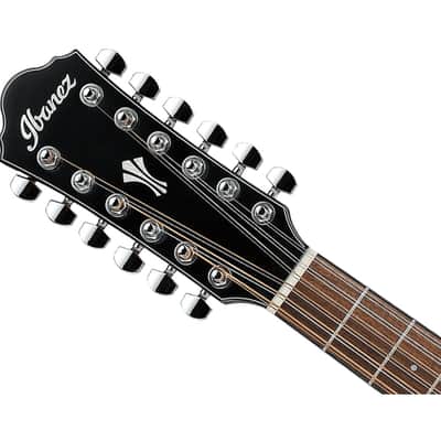 Used Ibanez AEG5012BK AEG 12-String Acoustic/Electric Guitar - Black image 4