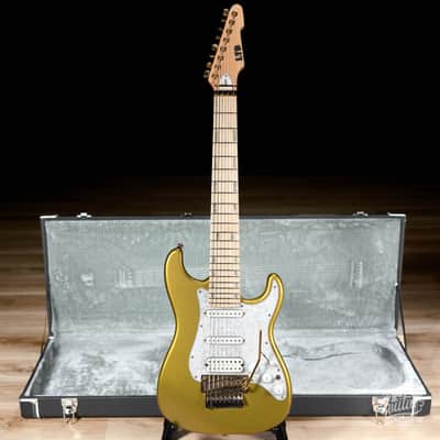 ESP LTD JRV-8 Javier Reyes 8-String Guitar w/ Case – Metallic Gold image 1