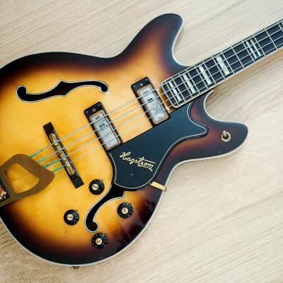 1968 Hagstrom Concord C-2 Deluxe Vintage Hollowbody Bass Guitar Ebony Board & Gold Hardware, Viking image 1