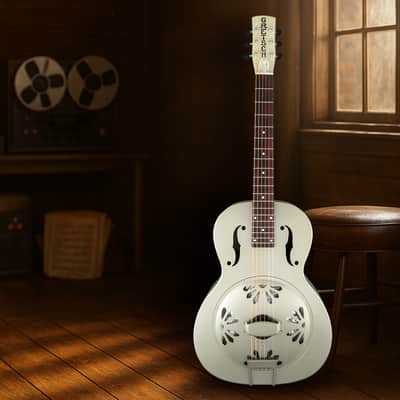 Gretsch G9201 Honey Dipper Round-Neck Brass Body Resonator Guitar - Weathered Pump House Roof image 8