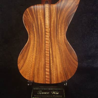 Handcrafted Harp Style 5 String Soprano Ukulele, Bruce Wei ,Solid Acacia, Mango HU13-2003 image 7