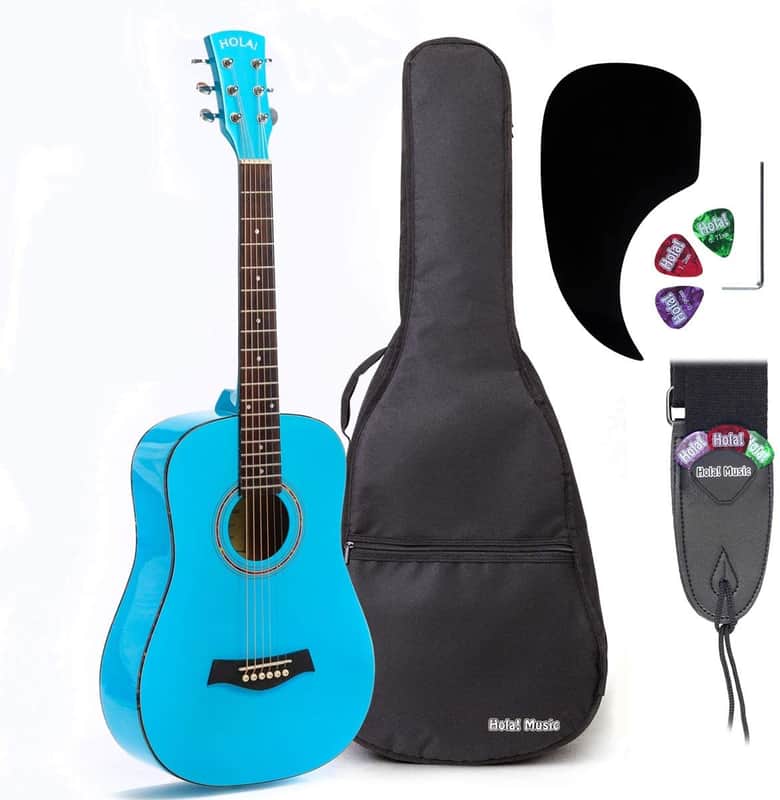 Acoustic Guitar - Junior Series Bundle Pack, 3/4 Size 36" - Light Blue image 1