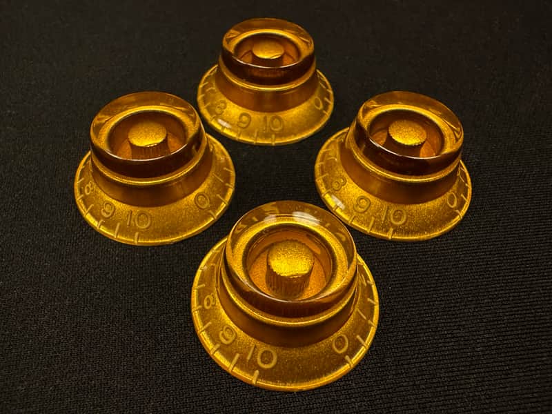 Gibson OEM Custom Shop PREMIUM Correct Vintage Spec Butyrate Knobs Light Aged Les Paul 1959 Reissue Embossed Top Hat Knobs Relic Set of 4 image 1