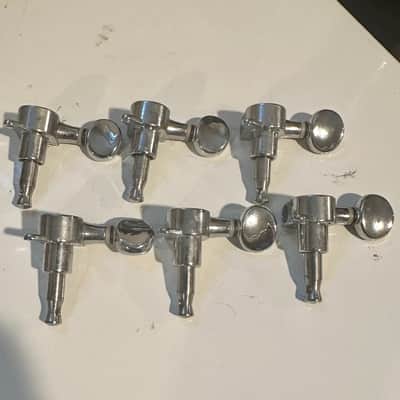 H.C. 6-in-line right handed guitar tuners 1/4” tuning machines pegs 80s-90s - Chrome image 2