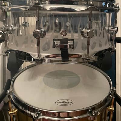 Spaun 5.5x14" Acrylic Snare Drum - 2000's - Clear w/ Sanblasted Flames image 2