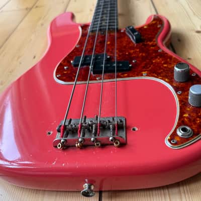 1963 Fender Precision Bass Guitar Fiesta Red image 9
